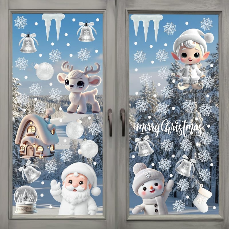 WALPLUS Christmas Window Clings Decorations Double-Sided Reusable Peel and Stick Removable for Glass Living Room Nursery Room Home Office Winter Wonderland 215 Pieces - Image 1